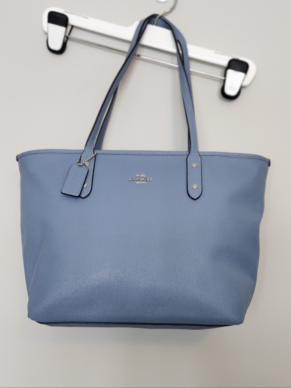 Coach City Tote Cornflower Blue Crossgrain Leather F58846 EUC